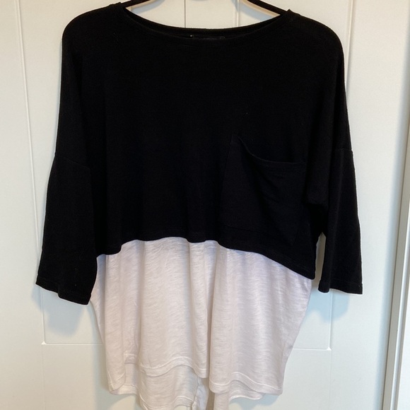 Forever 21 Casual Block Style Black & White 3/4 Sleeve Top | Size M - Picture 7 of 11